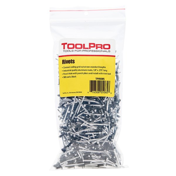 Toolpro 18 in Black Aluminum Pull Rivets 500PK TP05085